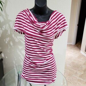 Seven7 Luxe sleeveless shirt. Pink and white stripes. size 18/20
